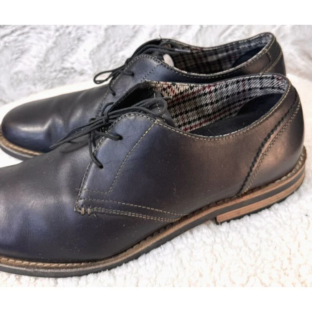 Original Penguin Black Dark Brown Leather Loafers Oxfords‎ Men's 12